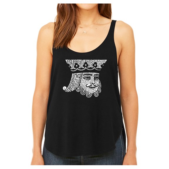 LA Pop Art Women's Premium Word Art Flowy Tank Top - King of Spades