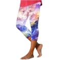 thumbnail image 5 of jjayotai Boho Floral Print Leggings for Women, Trendy Art Painting Beach Summer Fall Clothes Yoga Pants High Waisted Capri Trousers, 5 of 7
