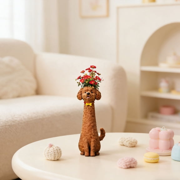Handcrafted Quirky Dog Vase Whimsical Ceramic Dog Flower Vase - Cute Dog Shaped Flower Vase, #D