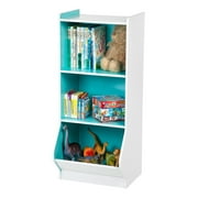 IRIS USA, 3-Tier Storage Organizer Shelf with Footboard, White and Blue