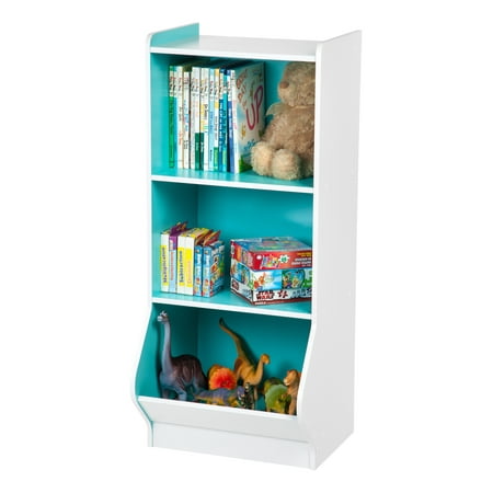 IRIS USA, 3-Tier Storage Organizer Shelf with Footboard, White and Blue