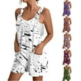 thumbnail image 7 of Lovskoo 2024 Womens Summer Casual Sleeveless Printed Short Rompers Adjustable Strap Loose Shorts Jumpsuits Overalls with Pockets Burgundy 2XL, 7 of 7