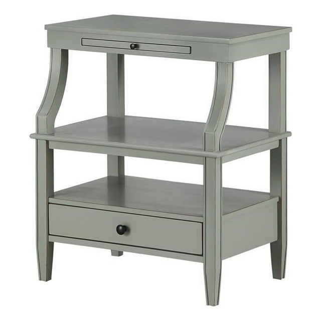 Pemberly Row Contemporary Antique Gray Wood 1-Drawer Storage Nightstand