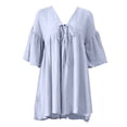 thumbnail image 3 of Women's Casual V Neck A Line Dress With Tie Detail And Flutter Sleeves Women Day Dresses Womens Short Dresses V Neck Midi Dresses for Women Casual Summer Dress Loose Summer Dress for Women Loose Dress, 3 of 4