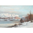 thumbnail image 3 of Anders Andersen-Lundby 14x11 Black Modern Framed Museum Art Print Titled - Winter Landscape with Morning Lights Over Bjergso, in the Background View of the Alps, 3 of 5