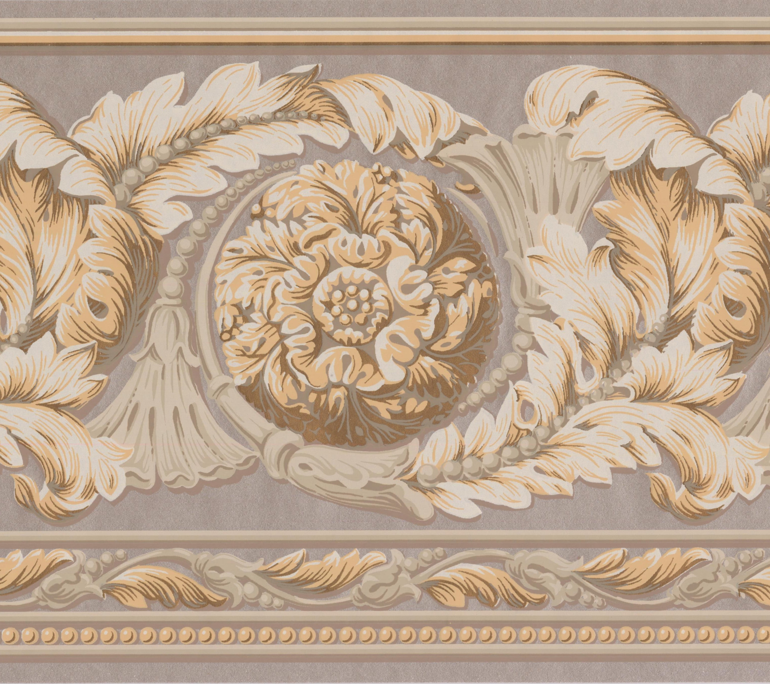 Beautiful White Gold On Pearl Victorian Damask Wide Wallpaper Border Classic Design Roll 15 X 9 Walmart Canada