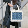 thumbnail image 7 of Salouo Blue Flowers for Plush Underarm Bag,Soft Tote Bag Ladies Fluffy Shoulder Bag Women Furry Tote Bag Plush Handbag for Autumn and Winter, 7 of 7