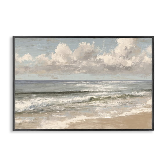 Stupell Industries Coastal Distressed Beach Horizon Black Framed Giclee Art, 18 x 12, by Jacky Ngan