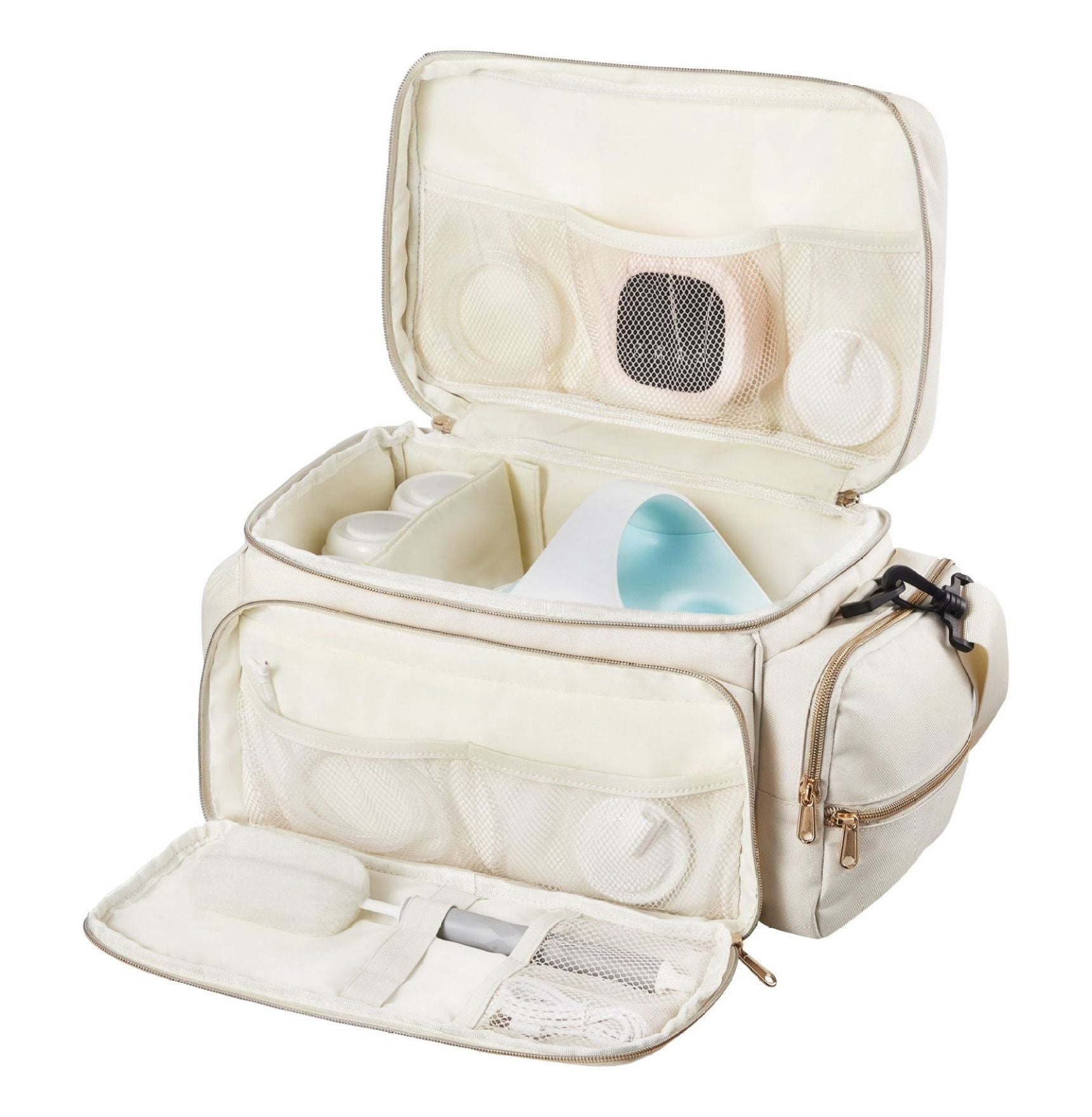 Breast Pump Bag, Portable Breastmilk Cooler for S1/S2, Travel Diaper Bag with Waterproof Mat, Fits Pumping Accessories, Bottles & More - Beige