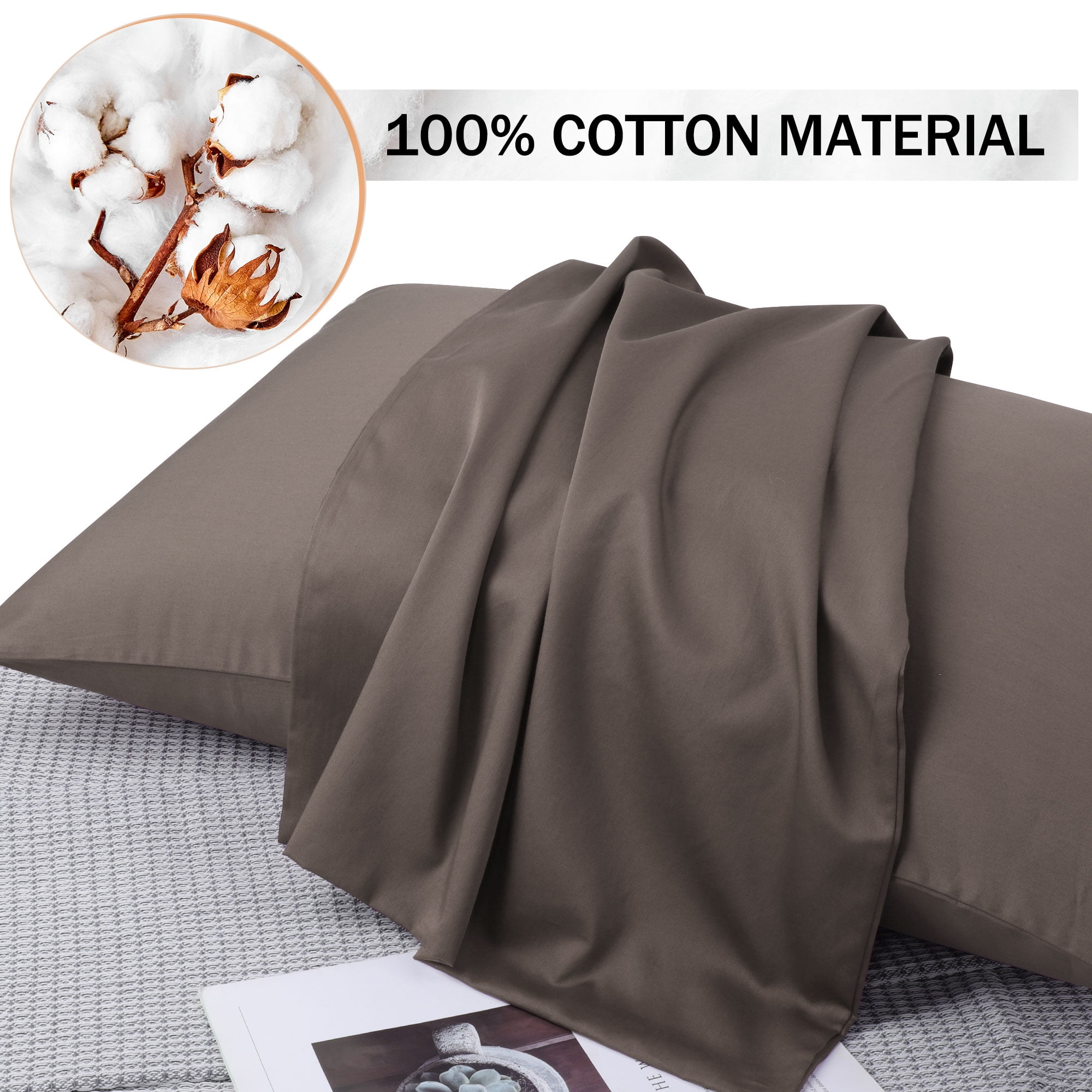 Unique Bargains Breathable Zipper Closure Cotton Pillowcases 2 Pcs Beaver King