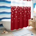 thumbnail image 5 of No Hook Shower Curtain with Built-in Rings - Red Christmas Washable Waterproof Fabric Bathroom Curtains for Hotel,Rentals, 60 X 72 Inch Long , Winter Falling White Snowflakes, 5 of 9