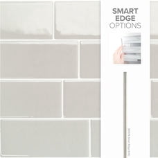 Smart Tiles Peel and Stick Backsplash, 5 Adhesive Tiles, Metro Grey, 11.55"x8.38"