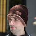 thumbnail image 2 of Men's Knitted Beanie Hat, Fleece Lined Warm Winter Hat for Skiing, Hiking, Outdoor Activities, Thermal Insulated Cold Weather Cap, Stretch Fit for Most Adults-Coffee, 2 of 3