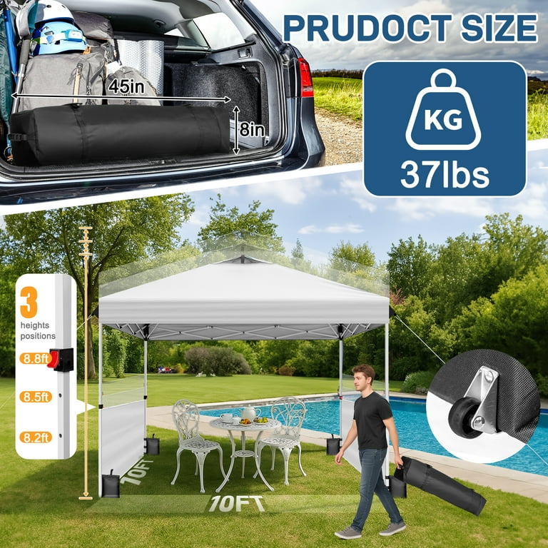 Ktaxon 10'x10' Ez Pop Up Canopy Tent, White Sun Shade Shelter