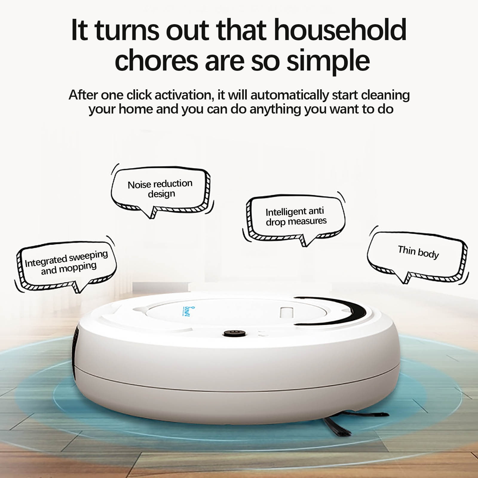 VWRXBZ Robot Vacuum Sweeping Robot Intelligent Household Cleaning Machine Fully Automatic Mopping Machine Room Vacuum Cleaner Robot Vacuum Self Emptying 10.15x10.15x3.51 Inch
