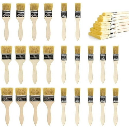 24 Pack Assorted Size Paint and Chip Paint Brushes for Paint, Stains, Varnishes, Glues, Acrylics and Gesso(1",1.5",2",2.5")