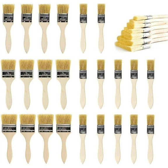 24 Pack Assorted Size Paint and Chip Paint Brushes for Paint, Stains, Varnishes, Glues, Acrylics and Gesso(1",1.5",2",2.5")
