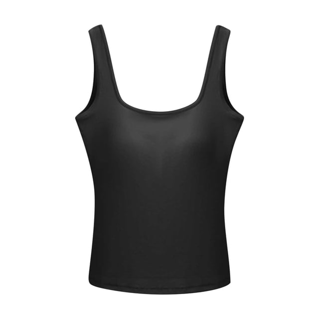 Yuyuzo Tank Tops for Women Built in Bra Sleeveless Yoga Top Square Neck Ribbed Knit Workout Tops