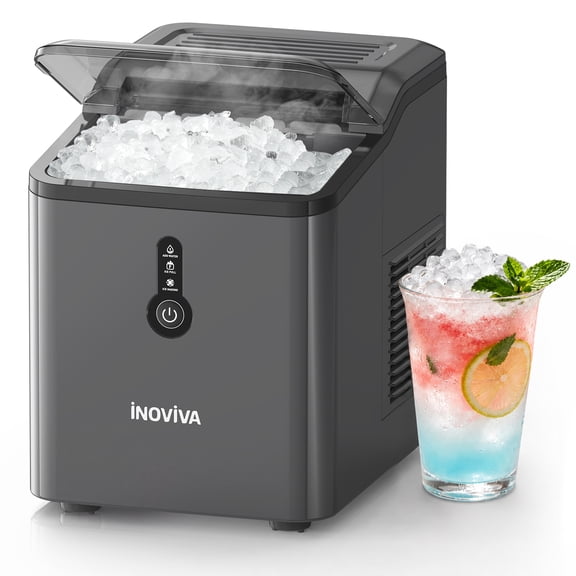 Inoviva Ice Makers Countertop, Nugget Ice Ready in 6 Mins, Self-Cleaning, One-Click Operation, Ice Machine with Smart Infrared Sensing,26.5LBS/Day, Portable Design Ideal for Home, Rv, Office, Party