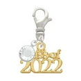 thumbnail image 2 of Delight Jewelry Goldtone Class of 2022 - Silvertone Clip on Charm with Clear Crystal Drop, 2 of 5