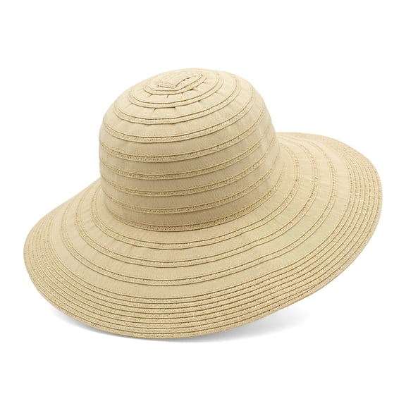 Womens Sun Hat w/ Floppy Brim, Straw Edge Foldable Gardening Hiking Beach Hat for Women