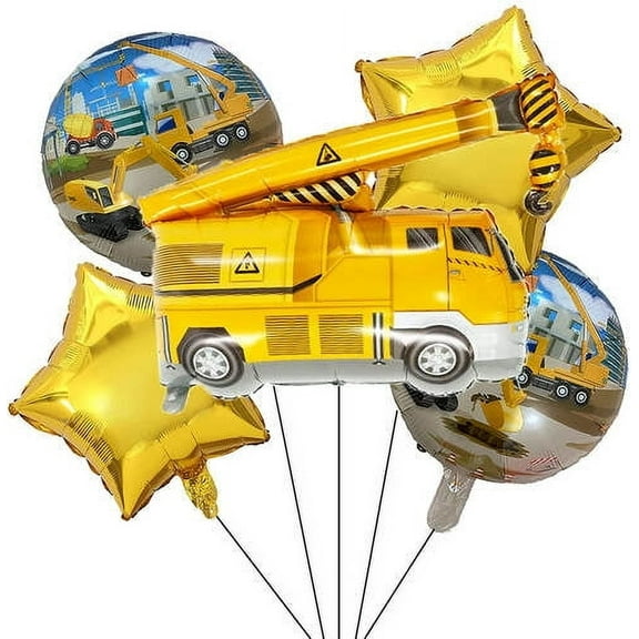 Wheeled Crane Construction Happy Birthday Balloon Bouquet Construction Themed Parties