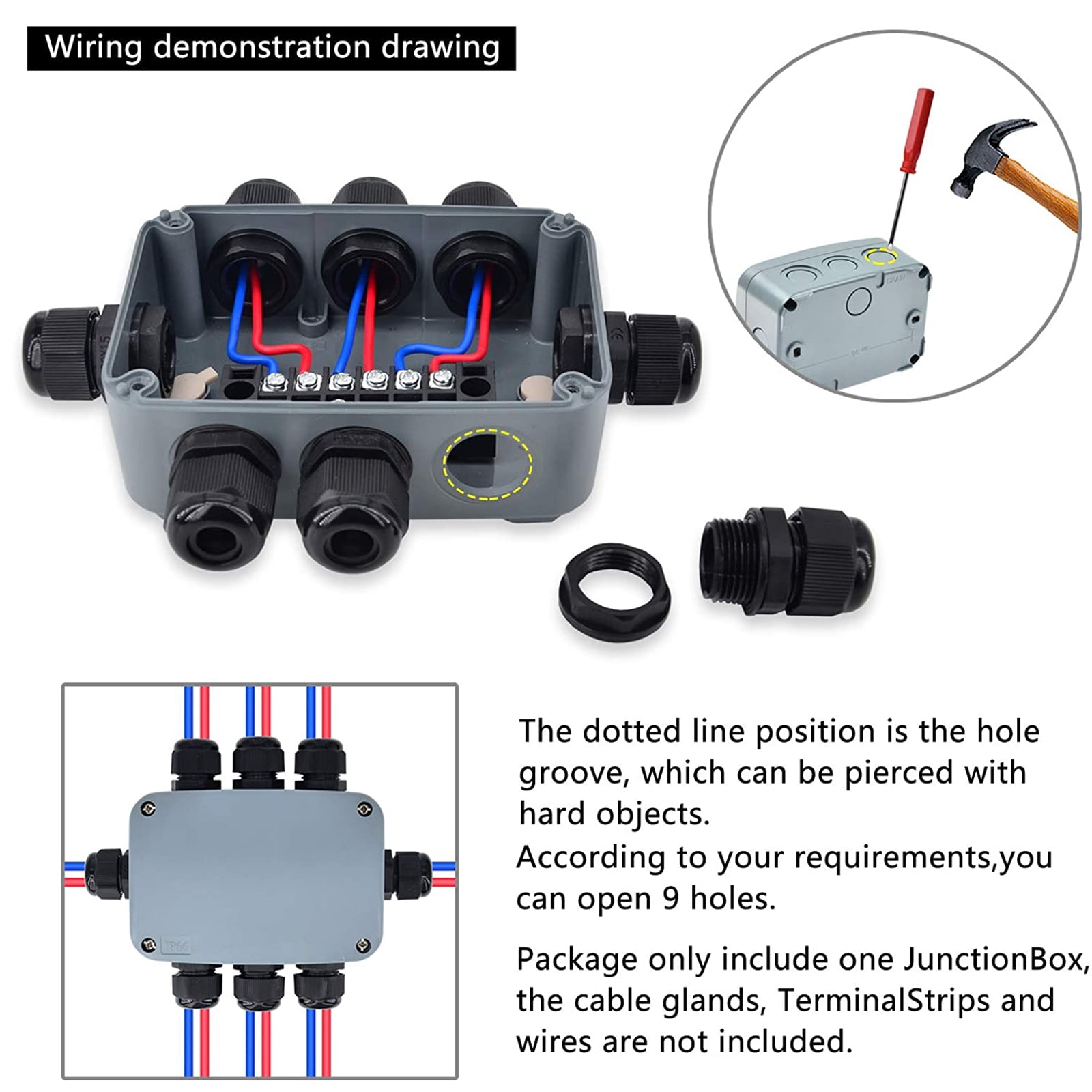 GREENCYCLE 4PK Outdoor Junction Box ABS Plastic Dustproof IP66 Waterproof Universal Electrical Boxes Project Enclosure Grey 4 7/8" 3 1/4" 2 1/4" inch (125x86x62mm) fit 20mm Cable Gland for Outdoor Use