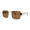 thumbnail image 5 of Hipster Rectangle Y2K Hustler Metal Rim Retro Fashion Sunglasses Gold - Brown, 5 of 7