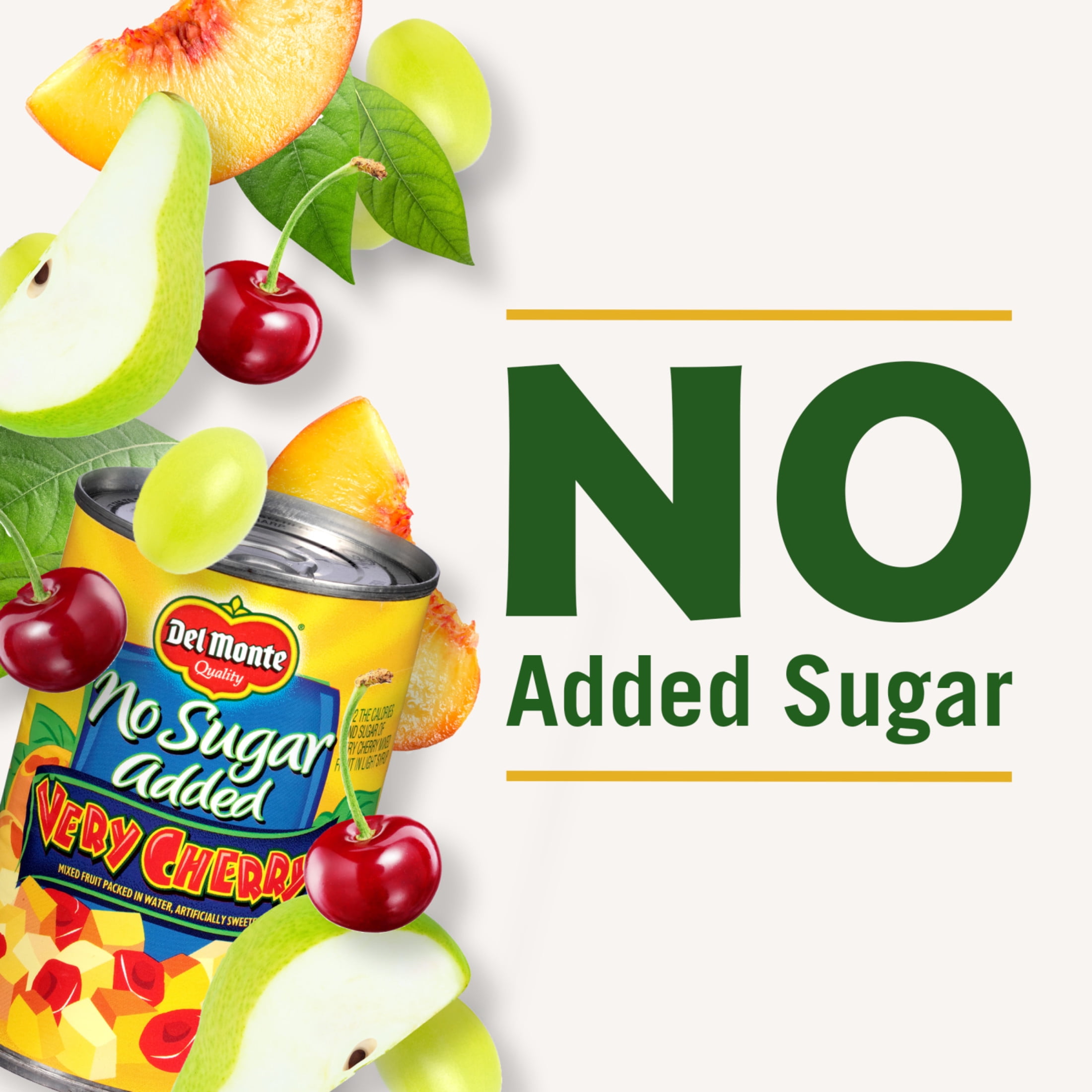 Del Monte Very Cherry No Sugar Added Mixed Fruit Canned Fruit 14.5 oz Can (Pack of 6)