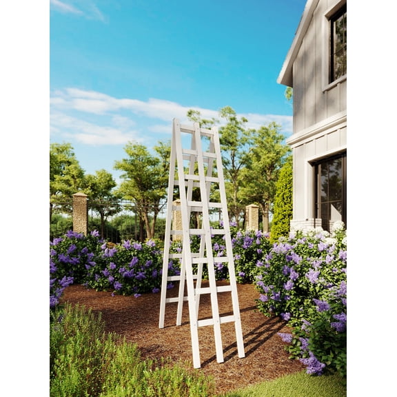 Vita Classic 14" L x 68" H Ladder Garden Trellis, Vinyl, White, VA68167