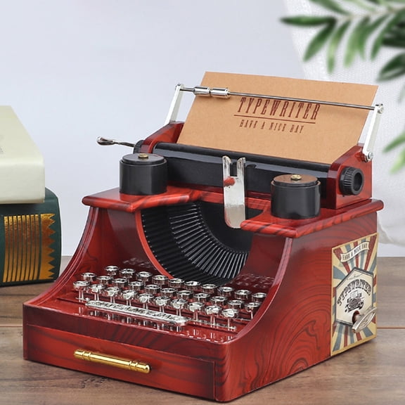 MLINS 1Pc Vintage Music Box Retro Typewriter Shape Musical Box Desktop Adornment
