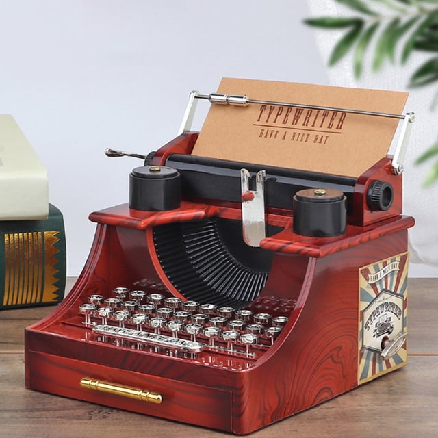FONDOTIN Boîte à Musique Rétro Forme de Machine à Écrire Pièce Décorative Joue de la Musique 1Pcs