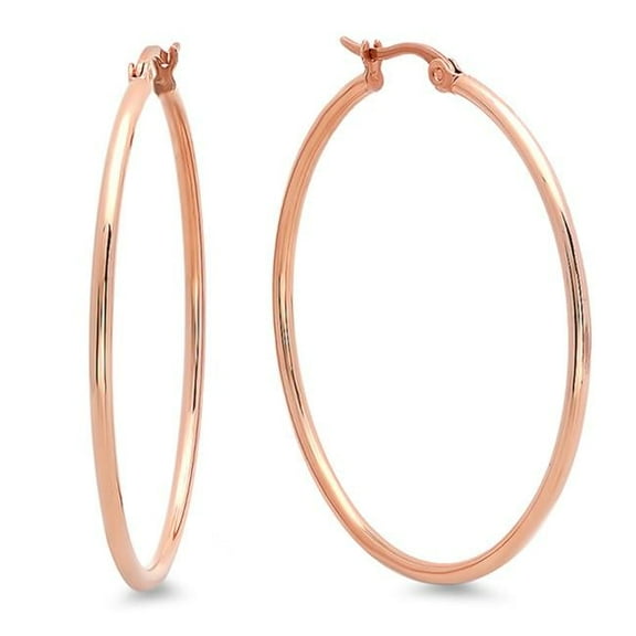 18K Rose Gold Plated 40 Mm Hoop Earrings