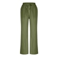 thumbnail image 4 of ABATAB Palazzo Pants for Women Wide Leg Elastic Waisted Trousers Loose Casual Cotton Linen Lightweight Lounge Pants with Pockets, 4 of 6