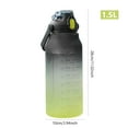 thumbnail image 2 of Botella de bebida deportiva gratuita con marca de tiempo y cubierta de bloqueo, botella de agua de plástico a prueba de fugas para camping gimnasio (amarillo negro, 1,5 L), 2 of 5