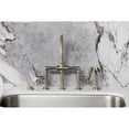 thumbnail image 3 of Kingston Brass KS2338TKL Hallerbos Two-Handle 4-Hole Deck Mount Bridge Kitchen Faucet with Brass Side Sprayer in Brushed Nickel, 3 of 8
