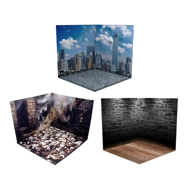 3pieces 1/12 Japanese Style Backdrop Scene Collection Case Parking Diorama Storage for Figures Doll Scene Accessories Salvador vitrina de fondo