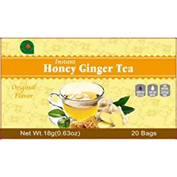 INSTANT HONEY GINGER TEA 20 SACHETS 100 PURE FOR HOT OR