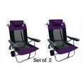 thumbnail image 1 of Outdoor Spectator Multi-Position Flat Folding Mesh Ultralight Beach Chair (2-Pack) - Purple, 1 of 2