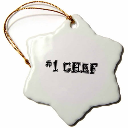3dRose #1 Chef - Number One Best Chef - black text - gifts for good professional cooks or fans of cooking - Snowflake Ornament,