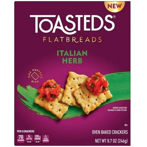 Italian Herb Flatbreads 2x 8.7oz Boxes. (Formerly Kellogg's Town House Flatbread Crisps).