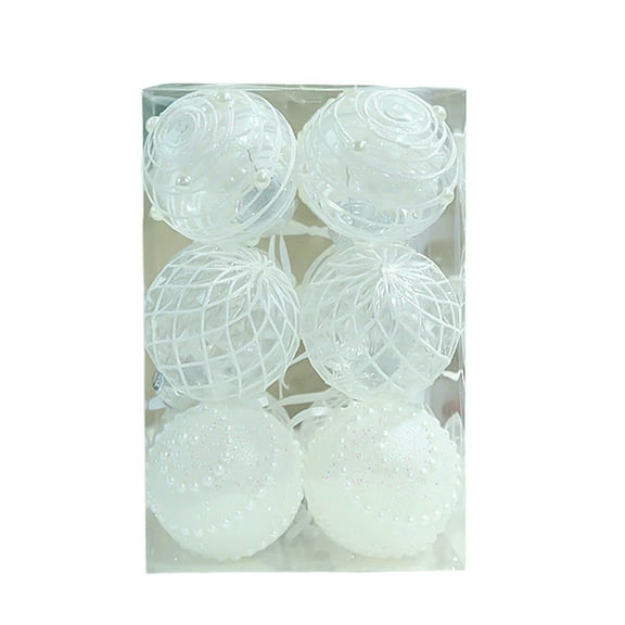 Shatterproof Clear Plastic Christmas Ball Ornaments Set with Glitter Painting, See-Through Crystal Baubles, Xmas Tree Decorations(2.76",12Pcs)