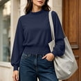 thumbnail image 6 of Womens Mockneck Sweatshirt Winter Fashion Solid Color Casual Long Sleeve Loose Fit Tops, 6 of 7