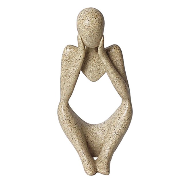 Estatua de pensador nórdico, colección abstracta, figura para estantería, sala de estar Ambas manos
