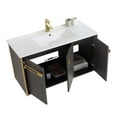 thumbnail image 3 of Fine Fixtures Oakville 42 in. W x 18 in. D x 33 in. H Wall Mounted Bathroom Vanity in Black Coal Oak with White Ceramic Sink, 3 of 8