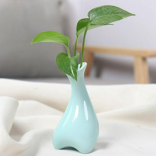 Ceramic Mini Flower Pot Vase Containers Candy Color Vase For Wedding Home Decor Ornaments Desktop Hydroponic Container 6 Colors Light Green Blue Yellow Teal Pink White
