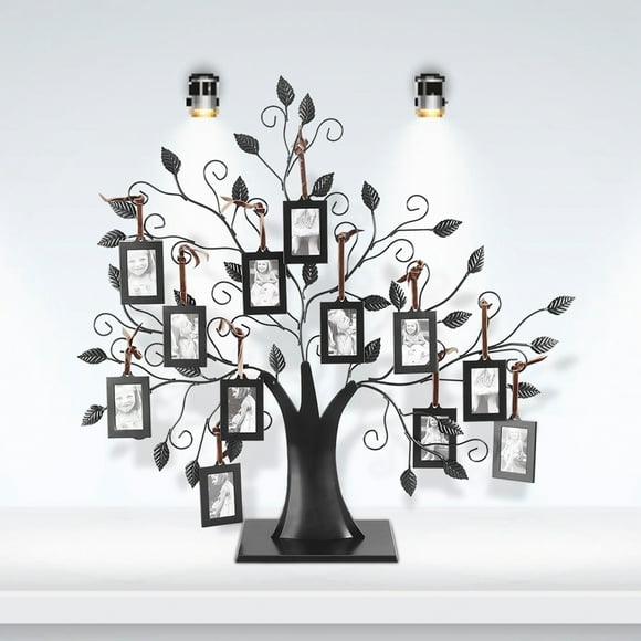 Cadres photo suspendus pour arbre généalogique, arbre d'affichage de cadre de photos de famille à la mode avec cadres photo suspendus décor à la maison(??)
