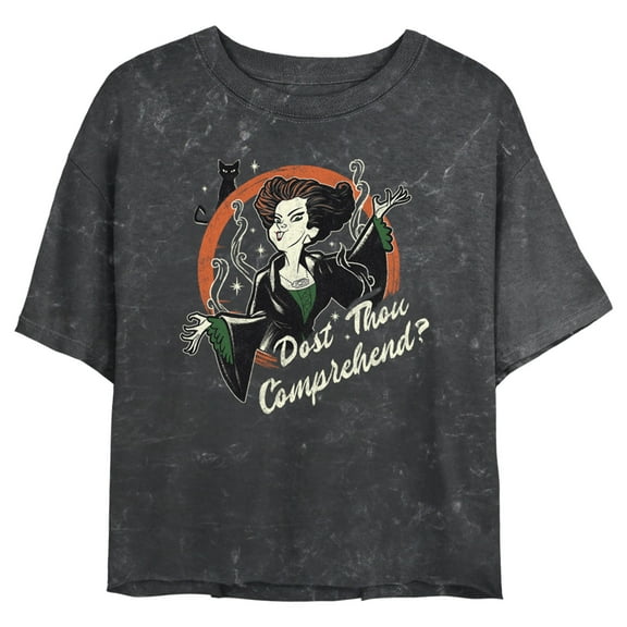 Junior's Hocus Pocus Winifred Comprehend Graphic Crop T-Shirt Black X Large