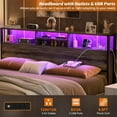 thumbnail image 6 of Homieasy Headboard for King Size Bed with Storage, Headboards with Outlets, USB Ports and LED Light, King Size Head Board Only, Height Adjustable, Reversible, Sturdy and Stable Headboard, Black Oak, 6 of 7