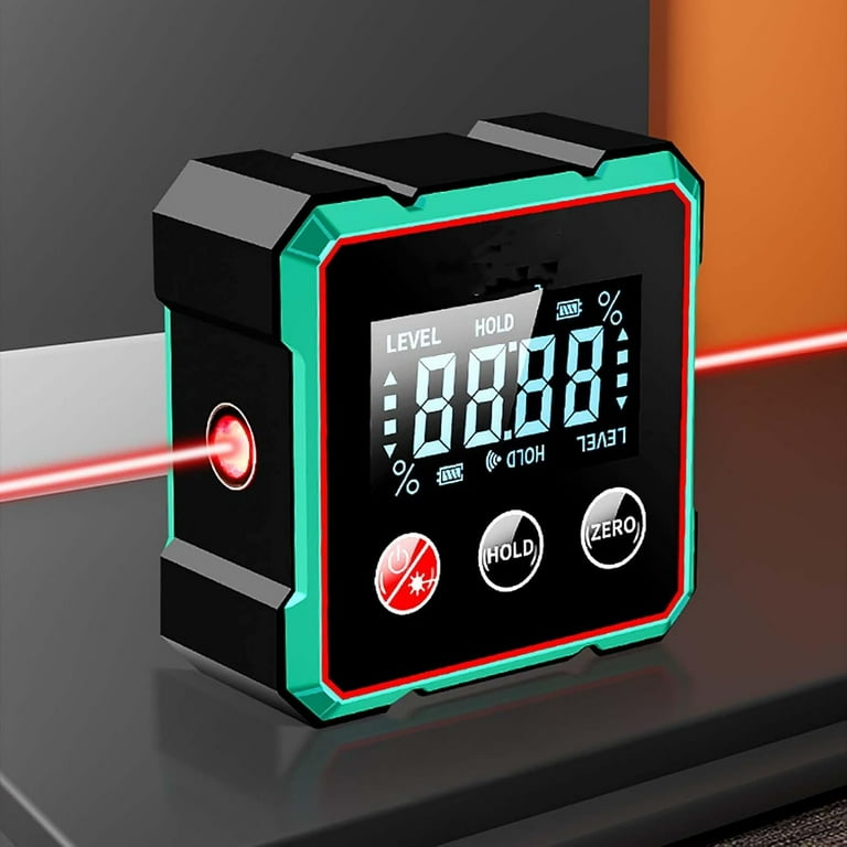 Magnetic Digital Angle Finder With Electronic Laser, Digital LCD Display Inclinometer, Strong Magnetic Base, USB Rechargeable, Waterproof For Woodworking And Construction
